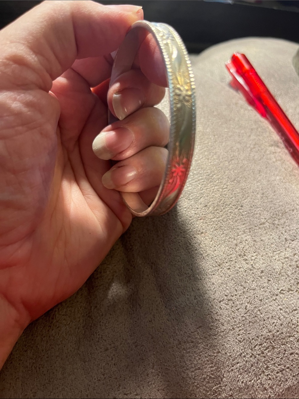 Silver Floral Engraved Bangle Bracelet 1874